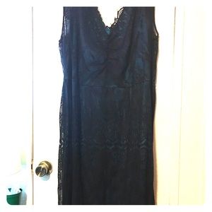 Black and teal lace dress